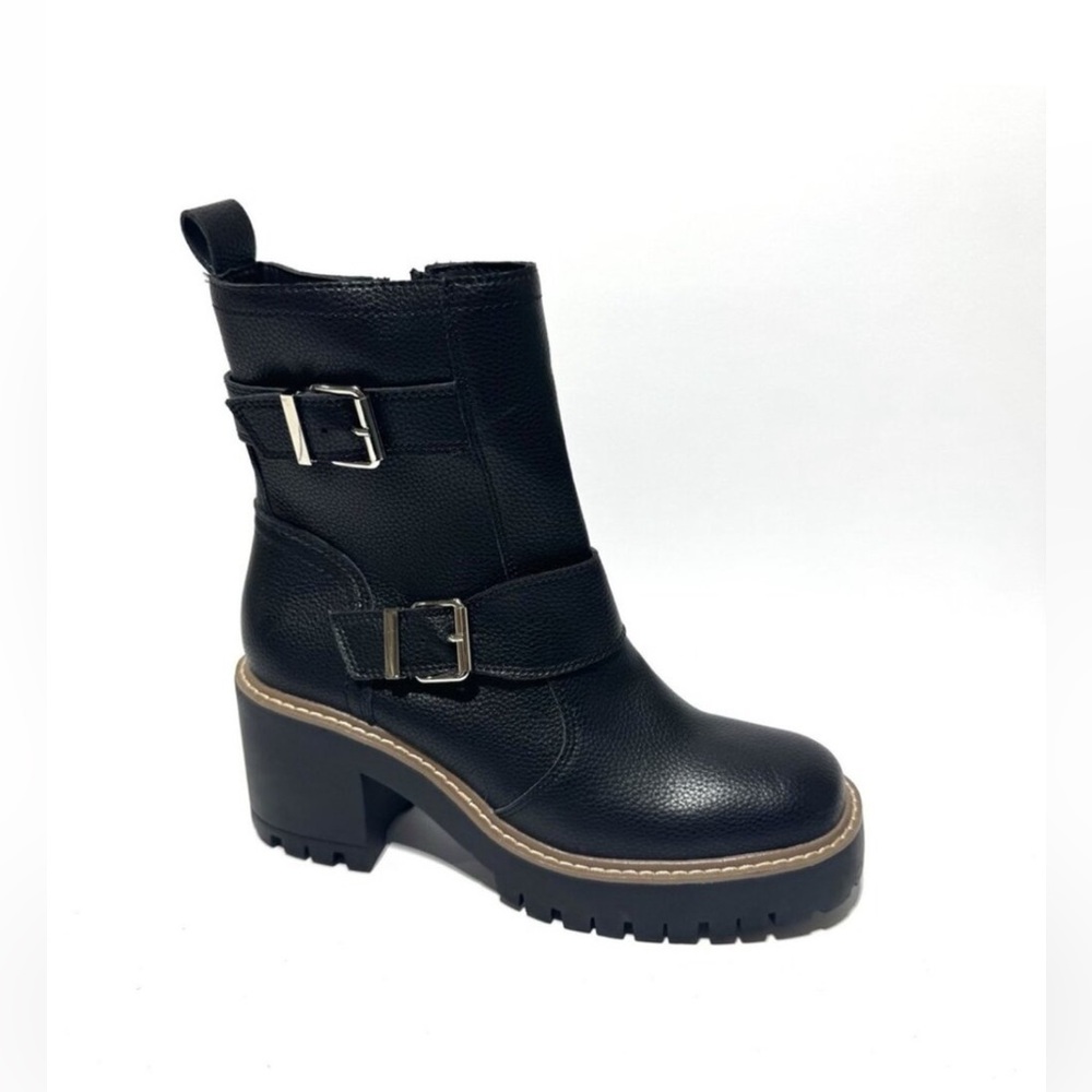 Blondo Black Leather Combat Boots, size 8.5M